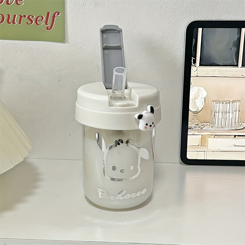 Mini Portable Water Bottle with Straw Oval Shape for Travel PVC Free