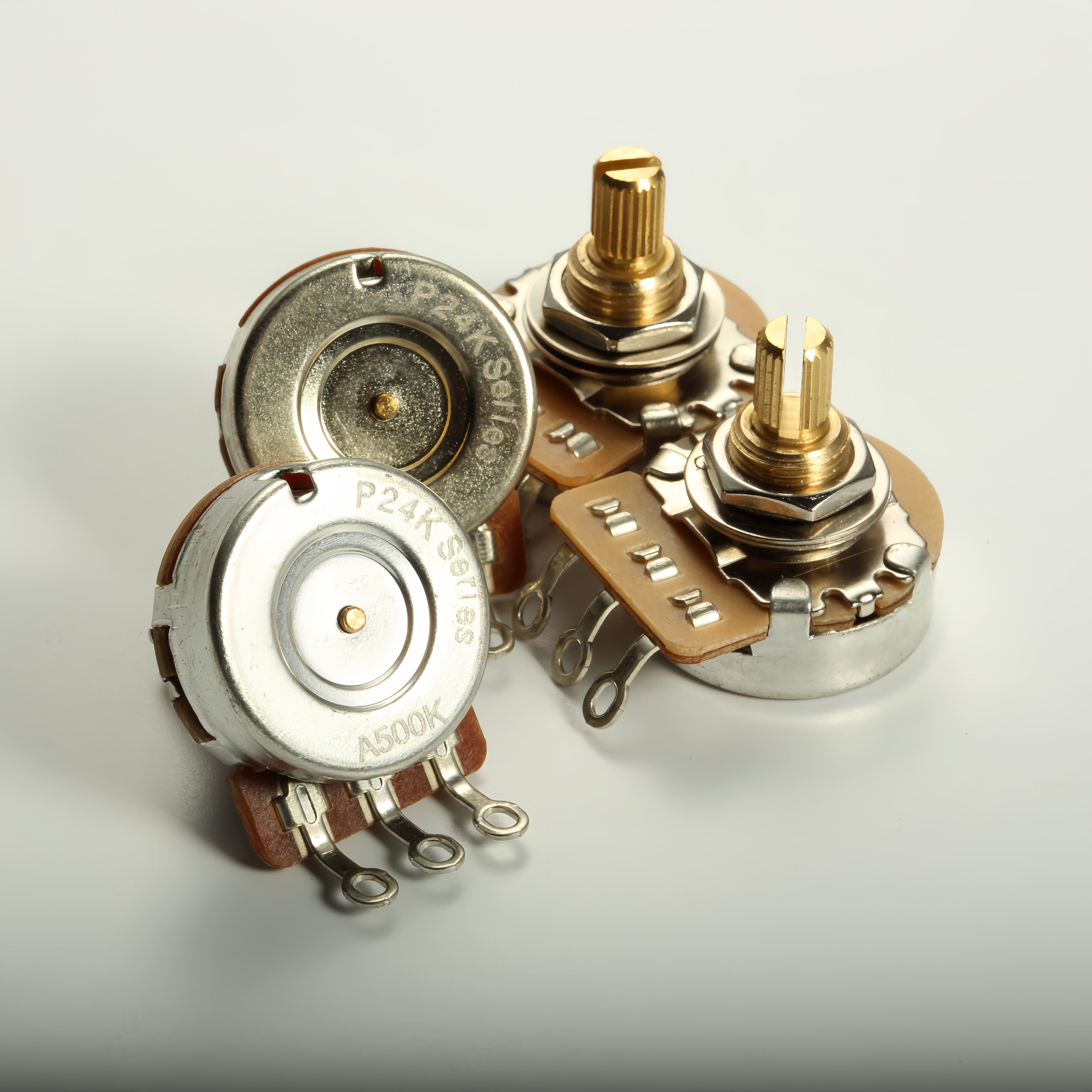 Potenciómetros de guitarra de latón, eje corto de 3/8 pulgadas, 250K 500K para bajo eléctrico