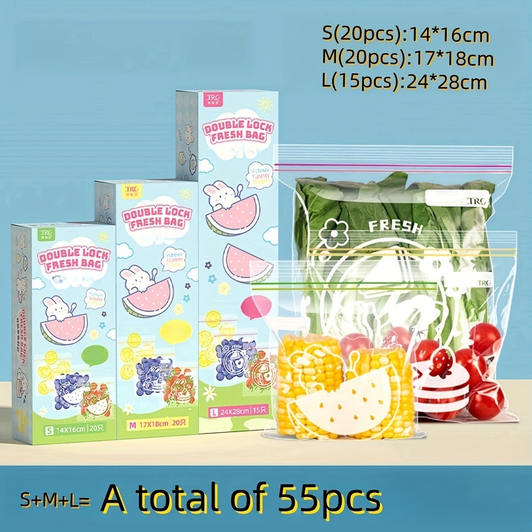 Uyda qalinlashtirilgan yangi saqlash muhrlangan sumkalar muzlatgich va muzlatilgan meva/ sabzavot saqlash uchun - 15/20/55 dona oshxona saqlash sumkalari to'plami