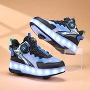 Kids Light-Up Skateboarding Sneakers with USB Charging and Invisible Roller Skates for All Seasons