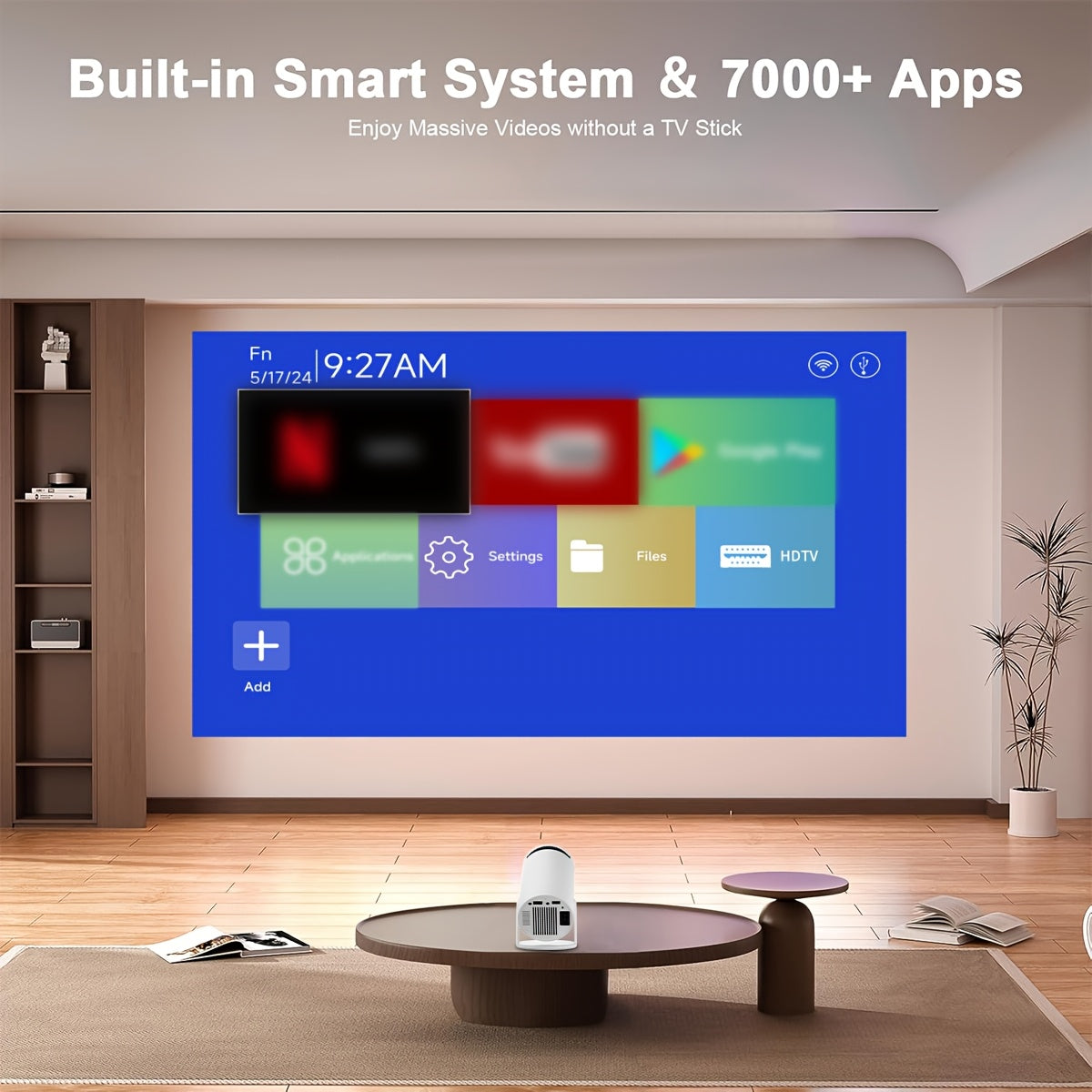 Ultra-Bright Mini Projector 4K/1080P Support Wireless Portable For Smartphones