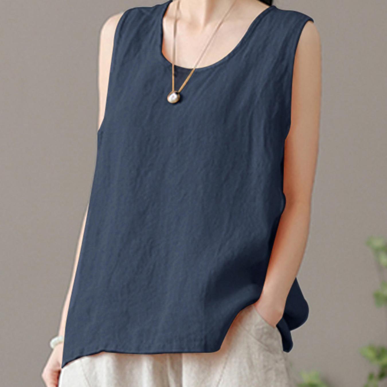 Женская майка без рукавов большого размера из хлопка, повседневная летняя жилетка