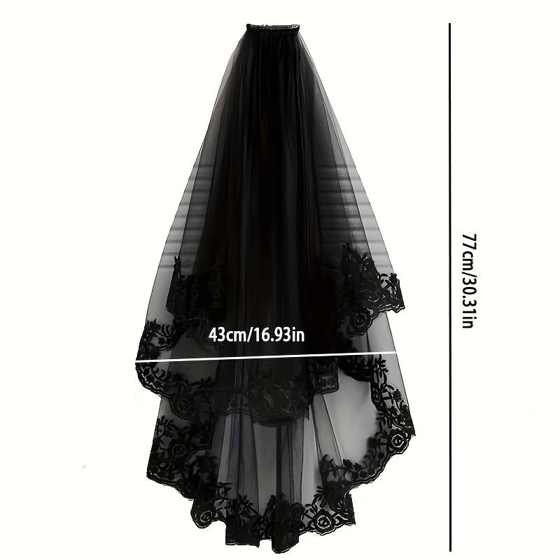 Черное кружевное вуаль для невест и женщин-косплееров, стильная головная повязка из полиэстера