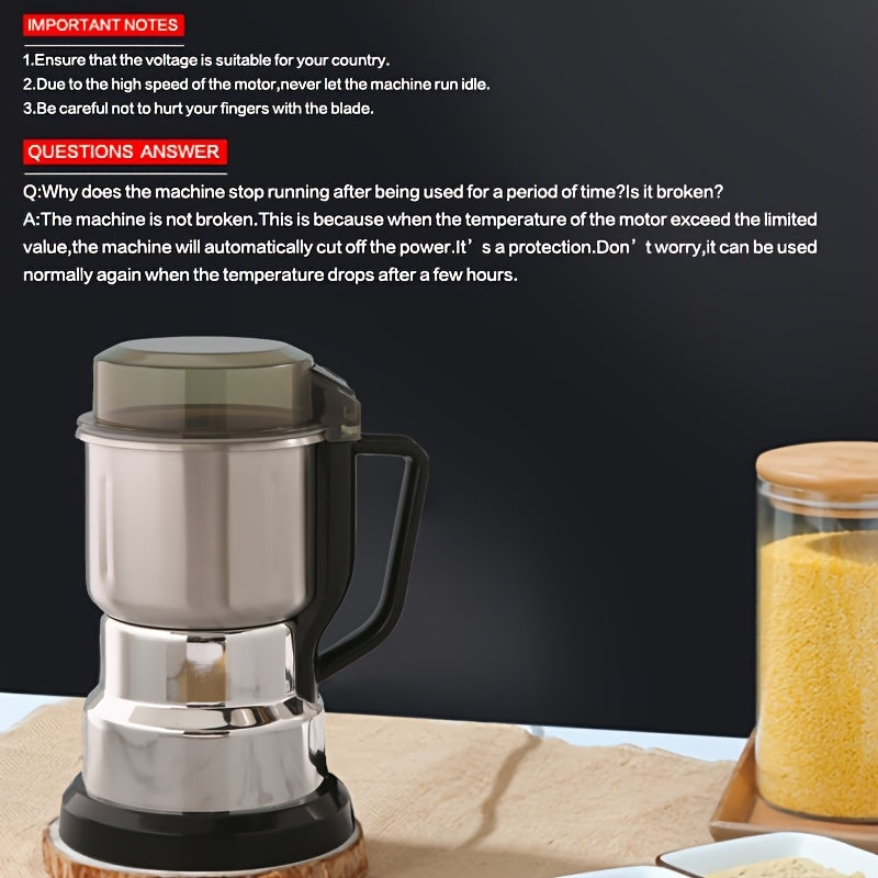 220V Stainless Steel Electric Grinder for Home Use with 8-Blade Design Fine Powder Multifunctional for Grains Herbs