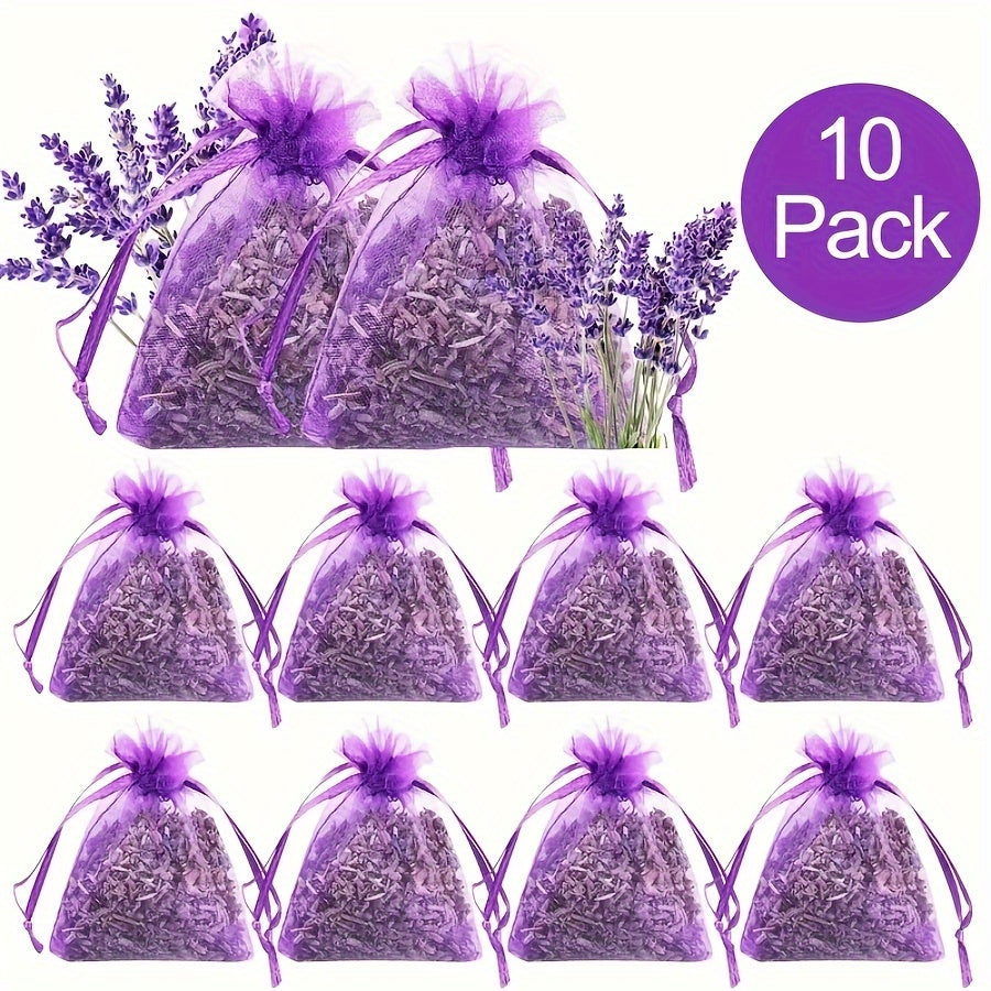 Lavender Scented Sachets with Artificial Purple Flowers for Drawers and Closets Set of 6
