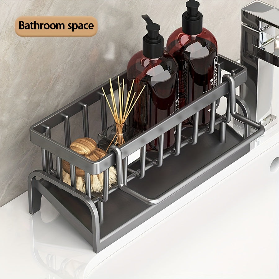 Kitchen Sink Organizer Wall Mount Multi-Layer Plastic with Towel Holder