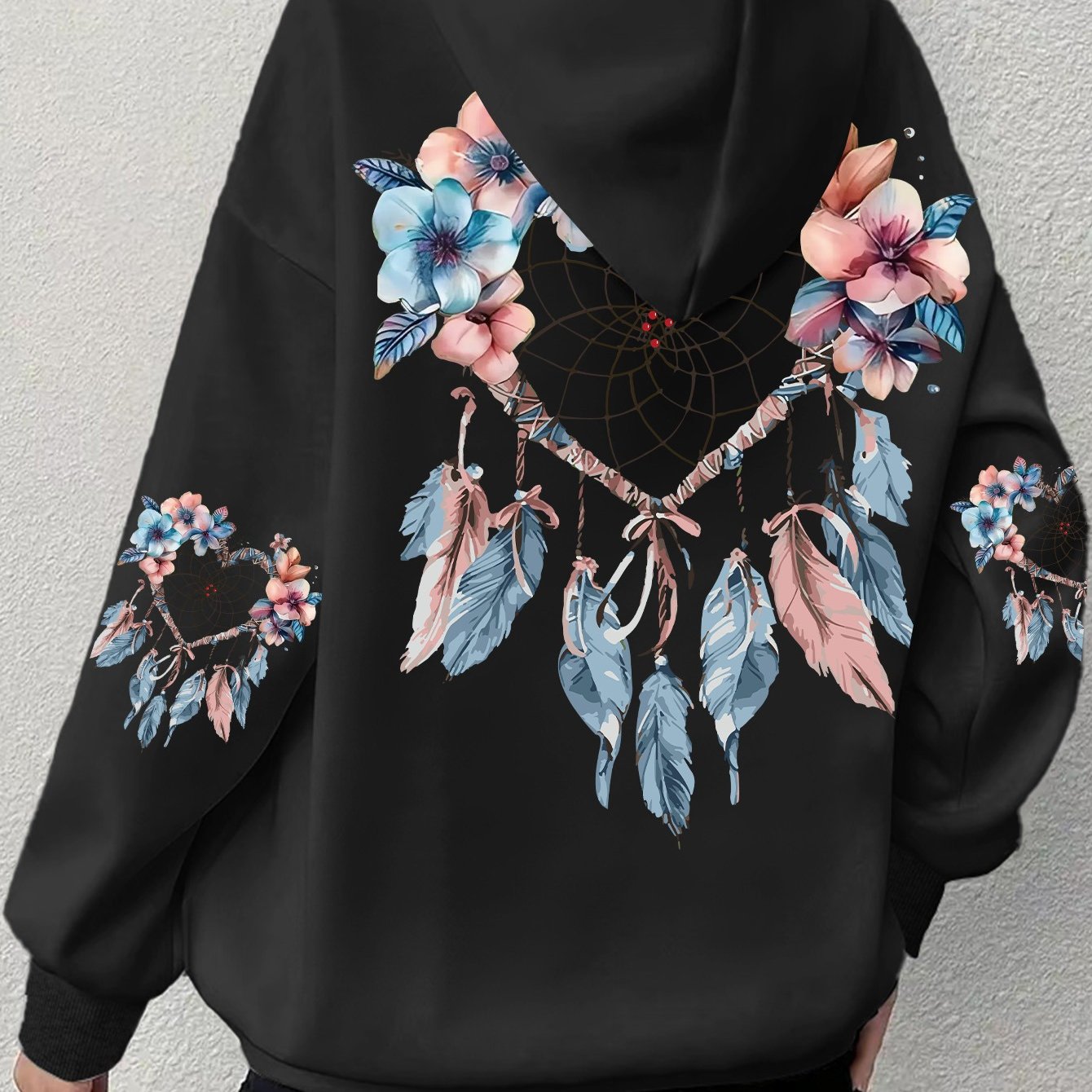 Women's Plus Size Dreamcatcher Hoodie Cozy Long Sleeve Pullover with Pockets