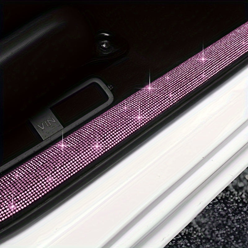 Cinta protectora para umbral de puerta de coche, decorada con rhinestones, autoadhesiva, 60cm