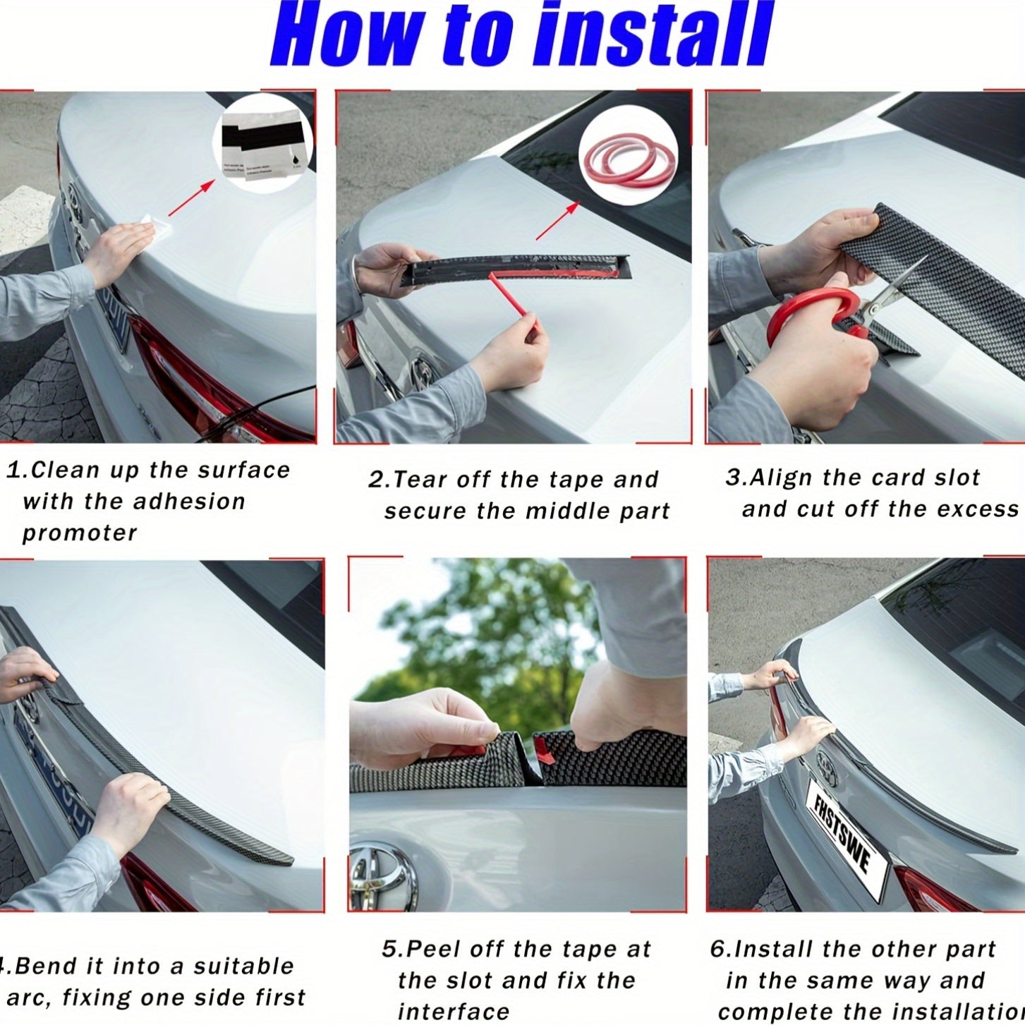 Universal Carbon Fiber Car Rear Spoiler Three-Section Tail Wing Kit