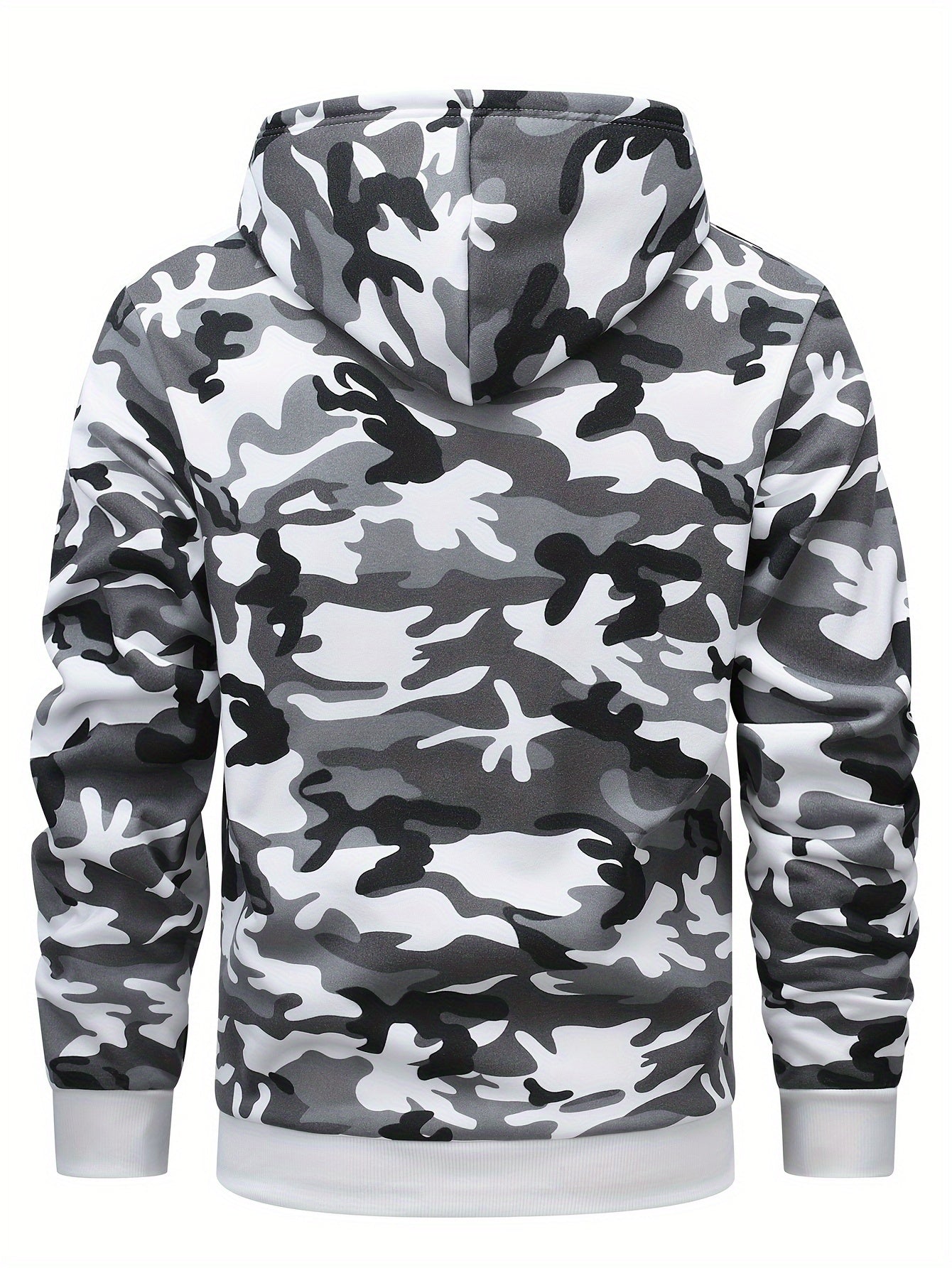 Men's Camo Hooded Sweatshirt and Pants Set for Outdoor Activities in Fall Winter 100% Polyester Drawstring 3D Printing