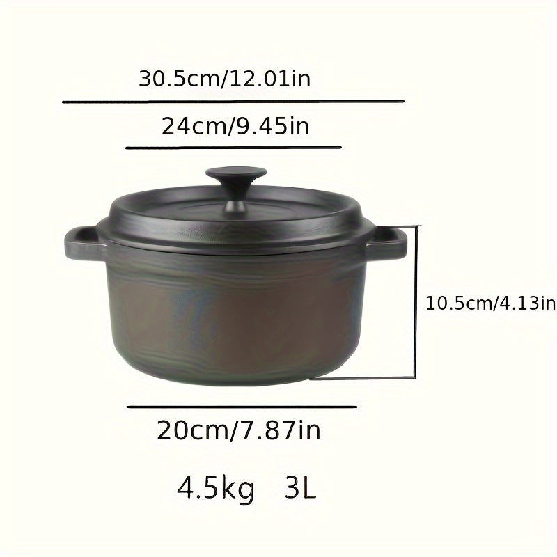 Heavy-Duty Cast Iron Dutch Oven 3.5L & 3L Non-Stick Oven Safe Skillet