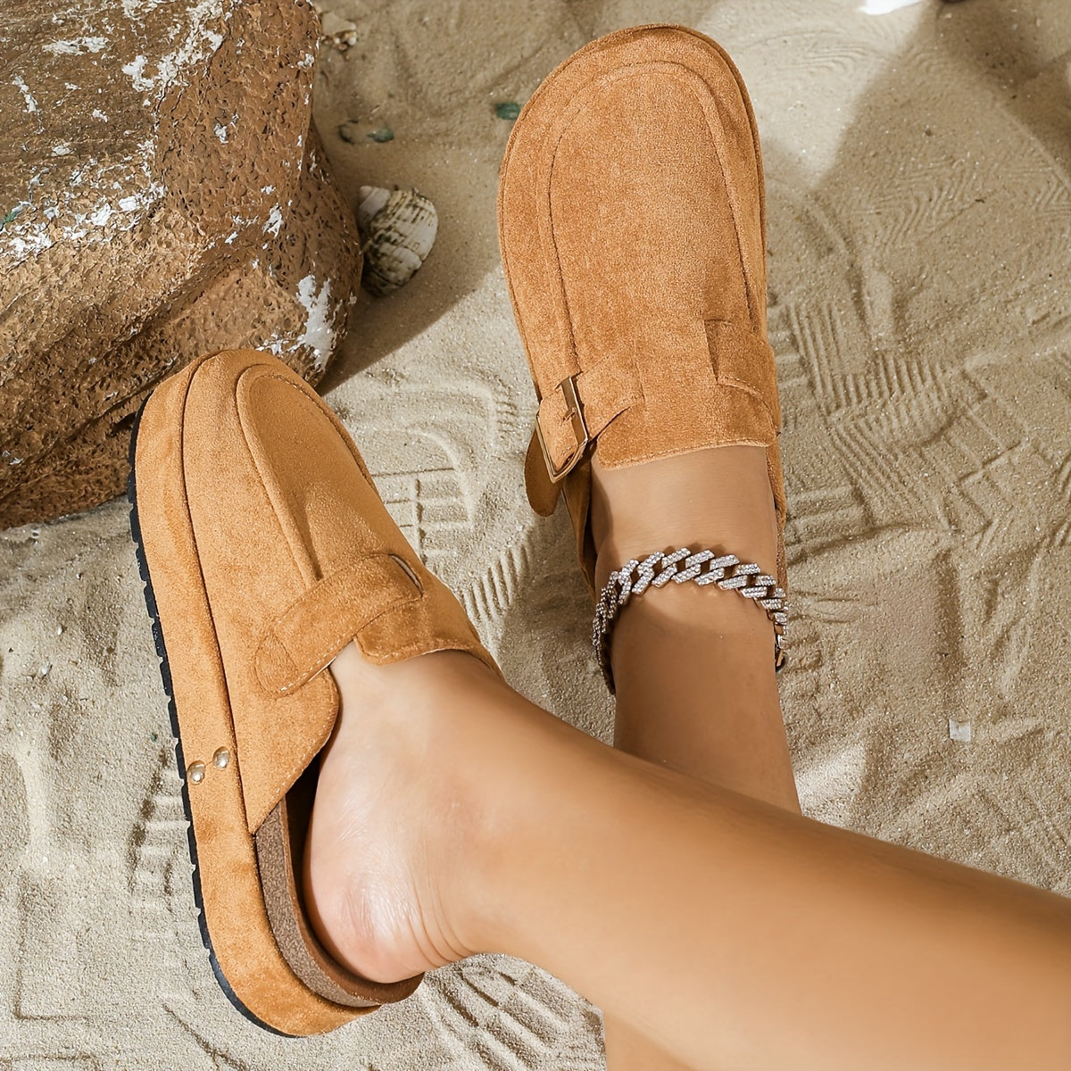 Women's Retro Thick-Soled Closed-Toe Slip-On Mules for Indoor Outdoor Comfort