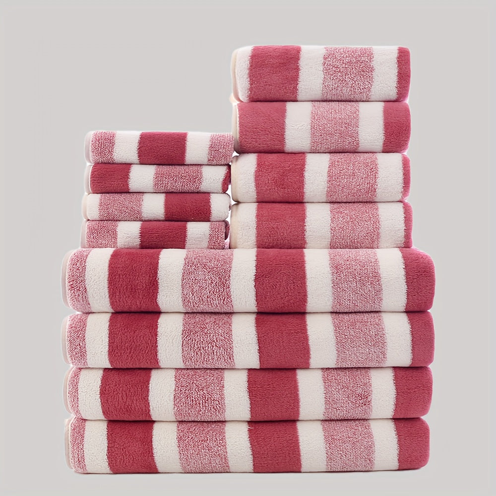 12-Piece Microfiber Bath Towels Set Quick-Dry Absorbent Soft Thick for Home Bathroom