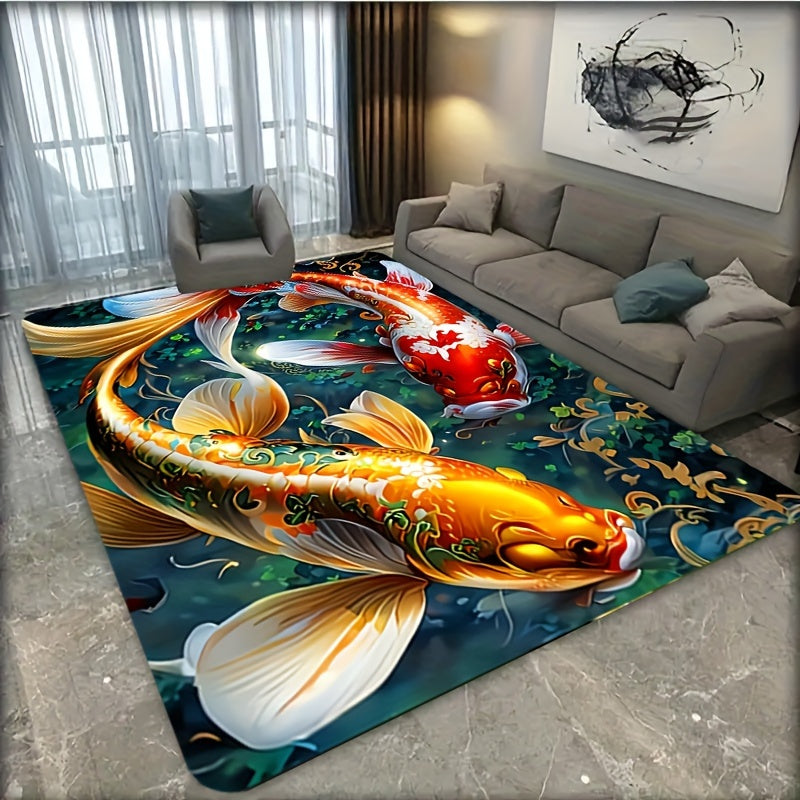3D Fish Print Rug Non-Slip Washable Home Decor for Bedroom Office