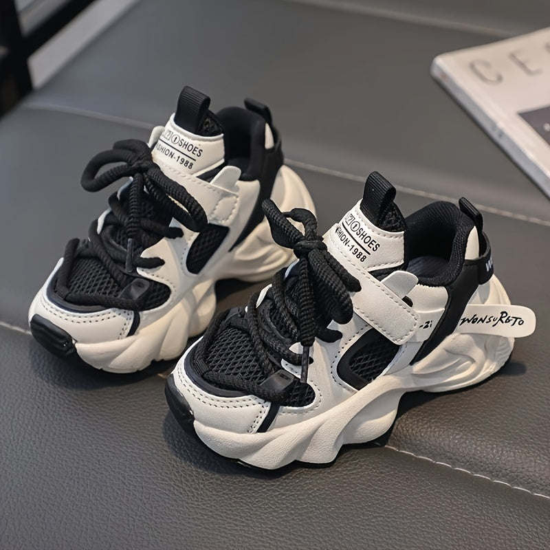 Boys' 2024 Fall Low Top Running Shoes Solid Color PVC Sole Fabric Upper Easy-On Closure