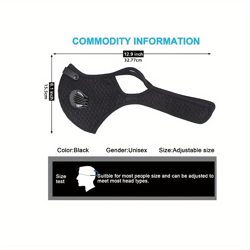 Detachable Face Mask with Exhalation Valve and Transparent Eye Shield for Men and Women