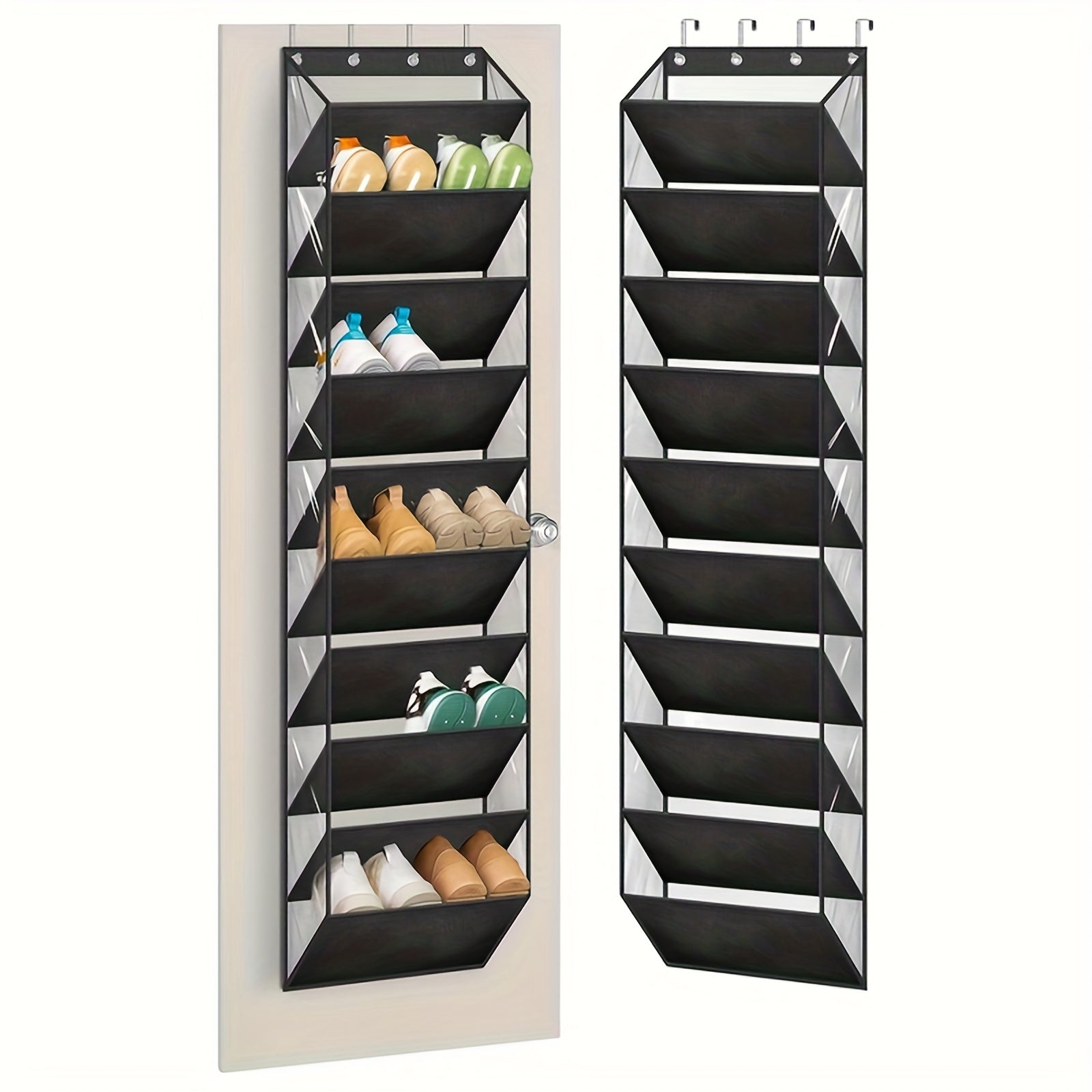 Over-the-Door Shoe Organizer 20 Pairs 10-Tier Foldable Plastic Closet Storage