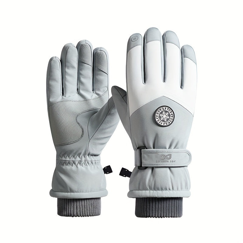 Unisex Ski Gloves Warm Touch Screen Non-Slip Adjustable Closure for Cold Weather