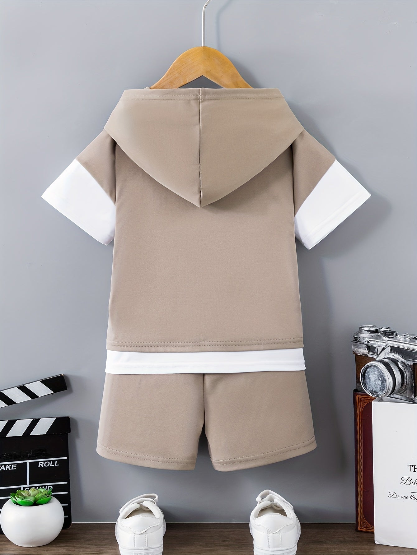 Boys Casual Summer Hoodie T-Shirt and Shorts Set 12 and Under Polyester