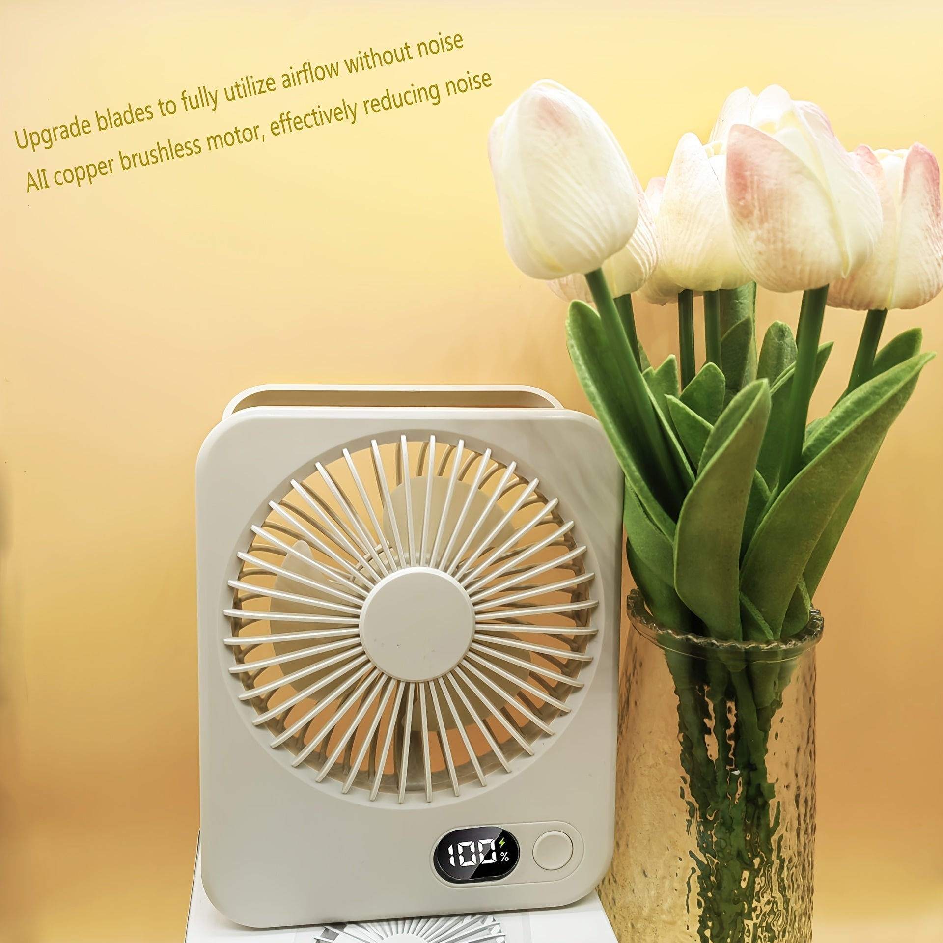 Portable USB Desktop Fan for Women Slim Rechargeable Personal Cooling Fan
