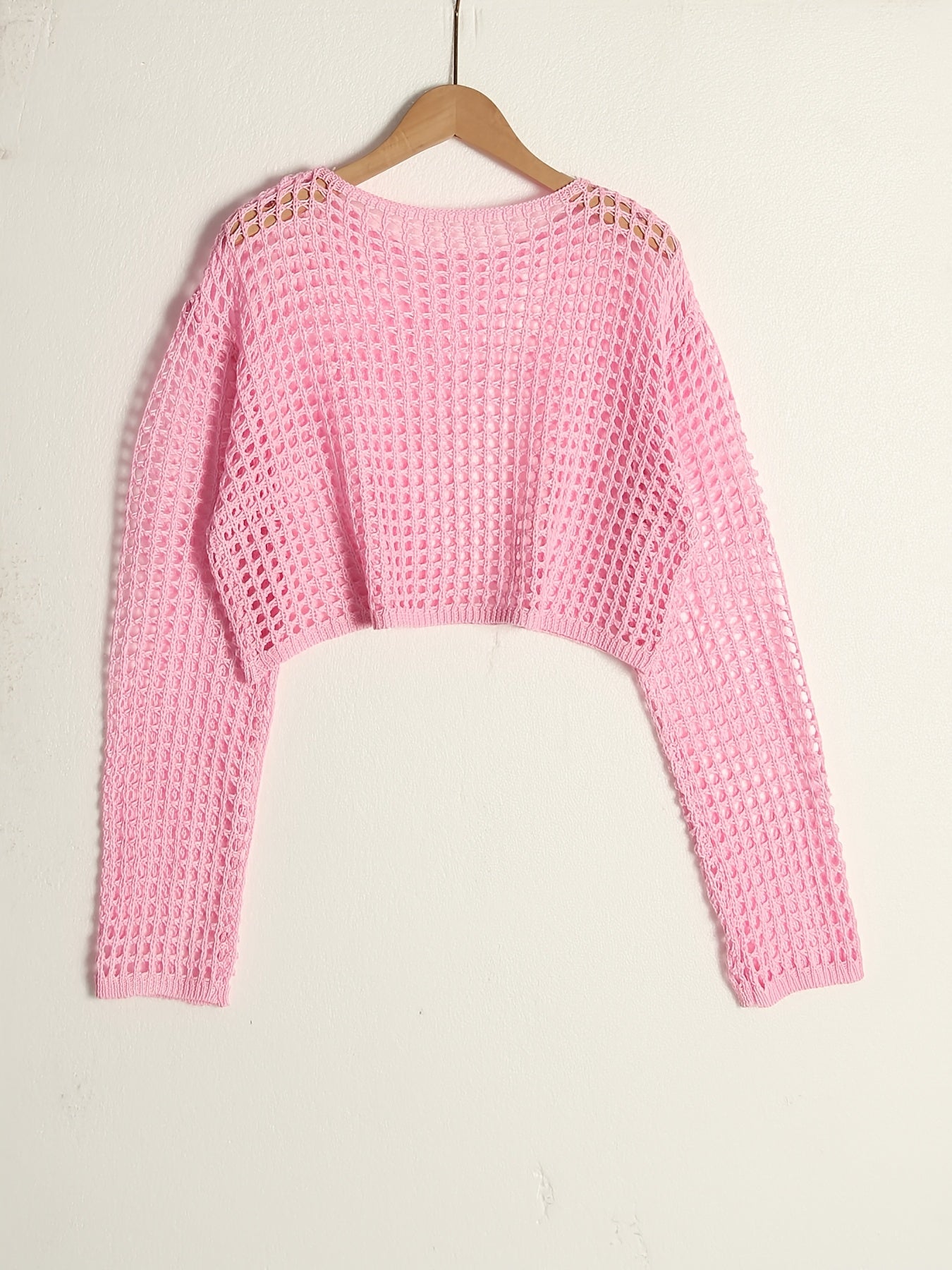 Women's Polyester Crew Neck Knit Top with Long Sleeves Sun Protection Short Length