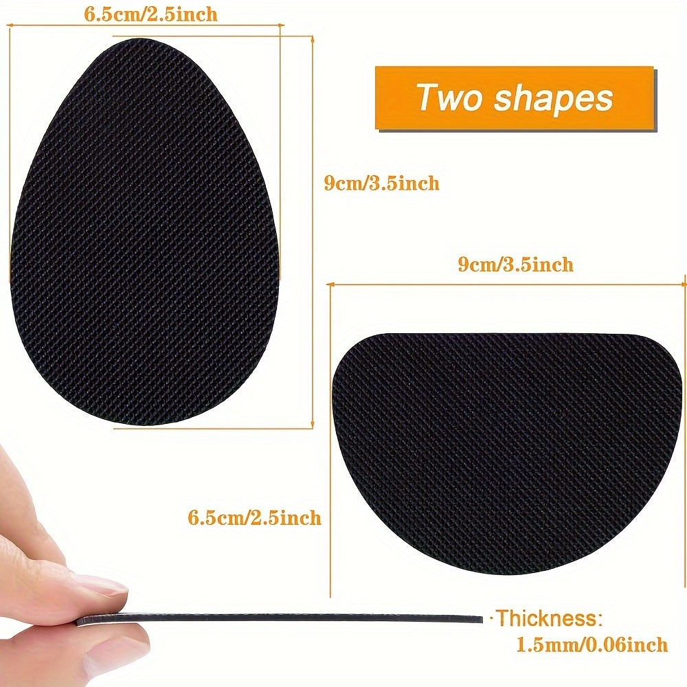 8pcs Anti-Slip Black Shoe Insoles Thickened Self-Adhesive Protectors for Sneakers
