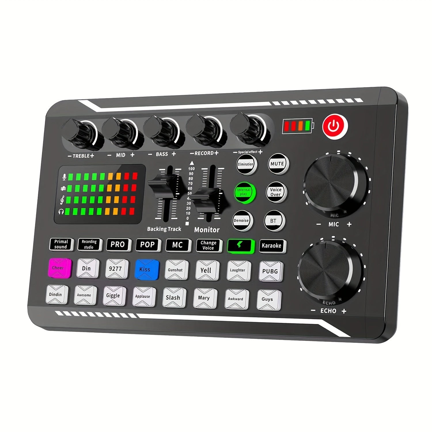 Live Sound Card Audio Mixer with USB Charging Battery Indicator for Karaoke Video Conferencing