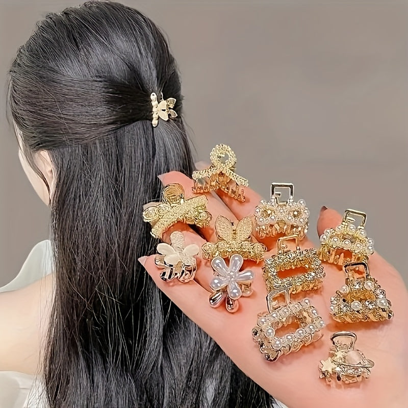 Elegant Pearl and Rhinestone Hair Clips Set for Women Alloy Vintage Tidy Hair