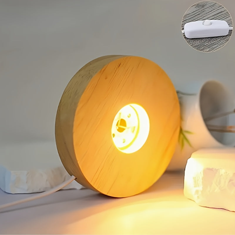 Wooden LED Desk Lamp 6cm 8cm 10cm Warm White Energy-Efficient USB Light