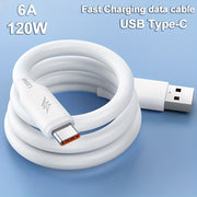PVC USB-C Charging Cable 120W 6A Fast Data Sync Durable Round Glossy Finish