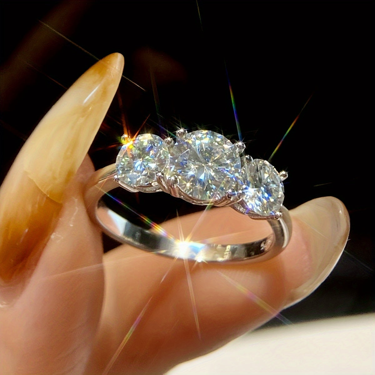 Sterling Silver Engagement Ring for Her 1.6-2CT Moissanite Diamond Sizes 5-11