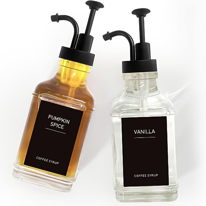 2 Pack 500ml Square Glass Dispenser Bottles for Syrup Milk Tea Soap White