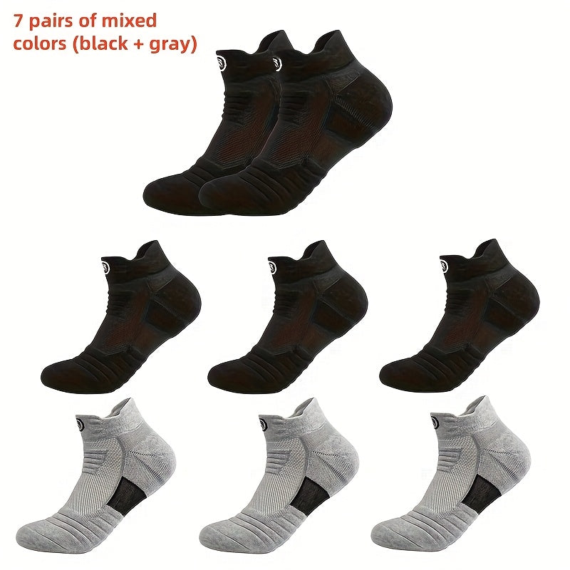 Men's Athletic Compression Socks 5 Pairs Breathable Sweat-Wicking Polyester Gray Black White