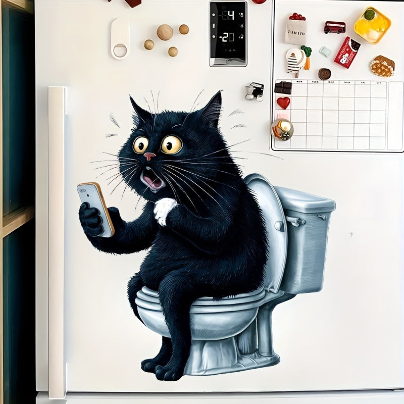 Humorous Cat Toilet Sticker Semi-Gloss Bathroom Decor
