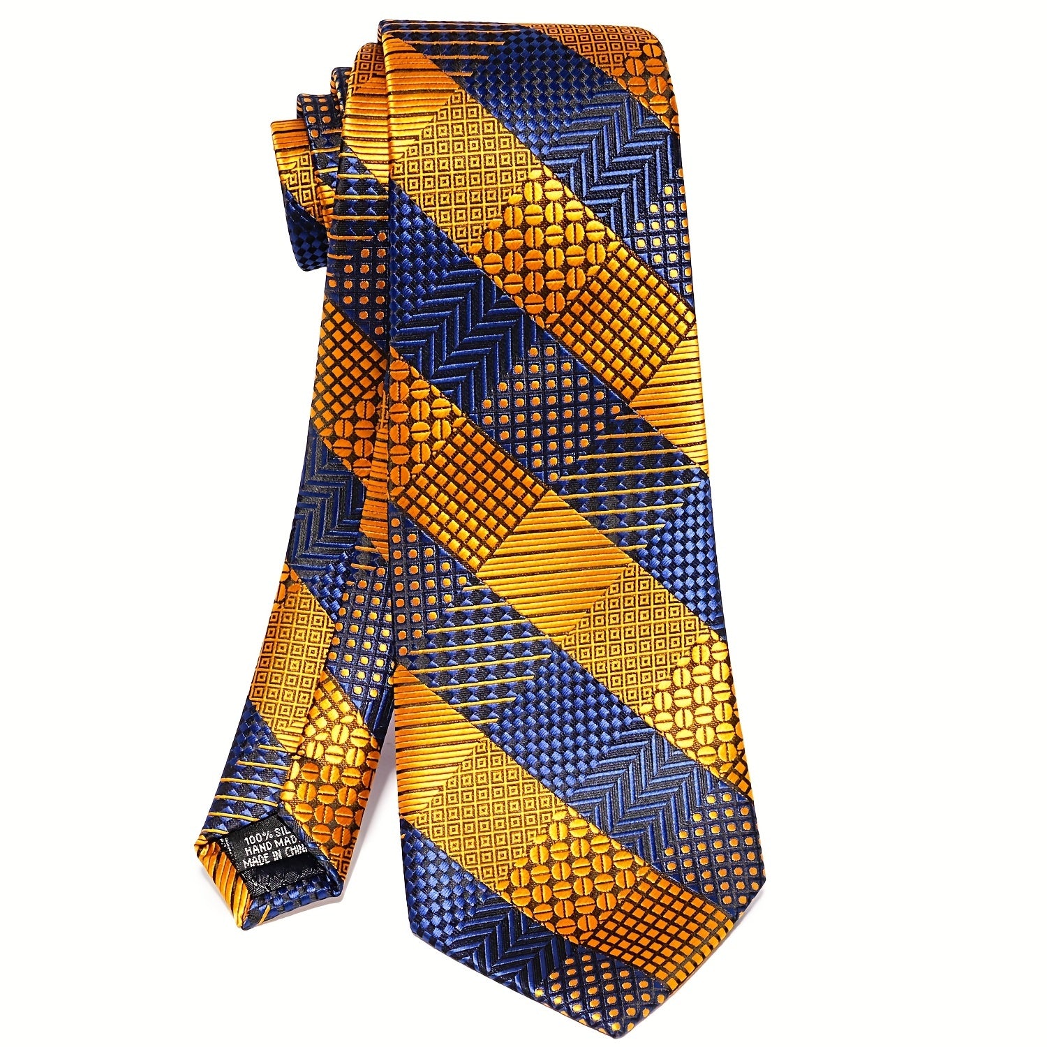 Men's Plaid Tie Pocket Square Cufflinks and Clip Set