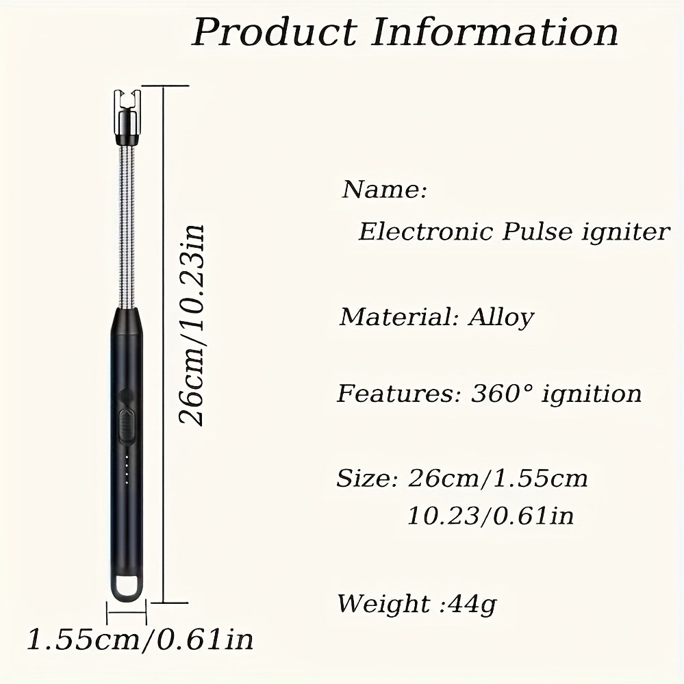 Rechargeable Windproof Torch Lighter with Pulse Ignition for Camping and Outdoor Use