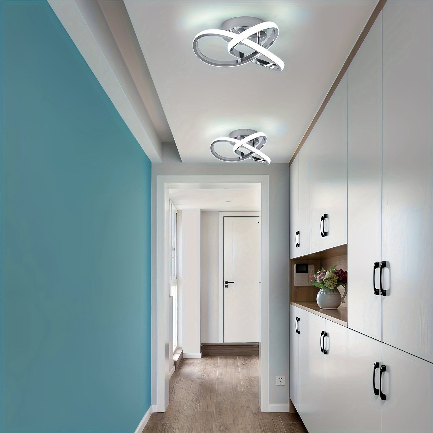 Modern LED Ceiling Chandelier with Metal Shade Energy-Efficient Spiral Design for Living Room Kitchen Bedroom