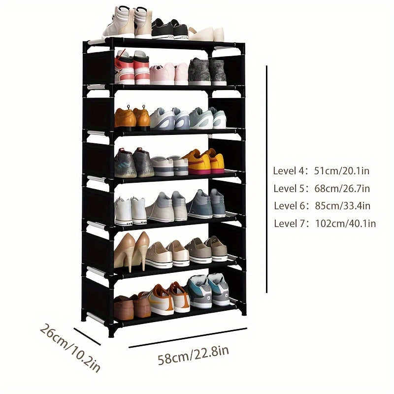 7-Tier Shoe Rack Stackable Expandable Storage for Living Room Dorm Apartment