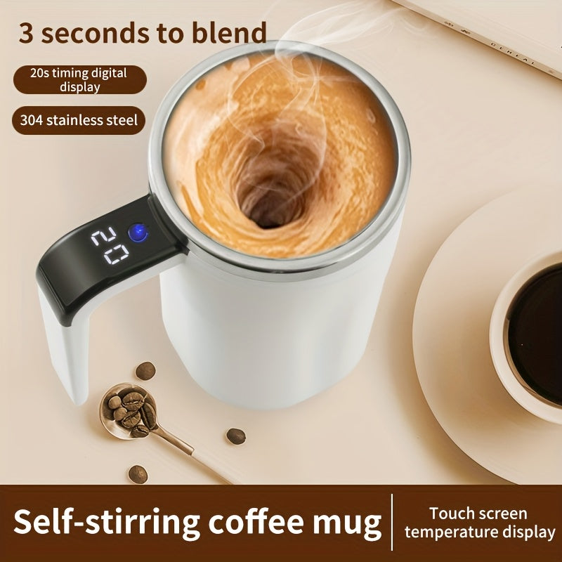 Portable Stainless Steel Electric Coffee Mug with Temperature Display