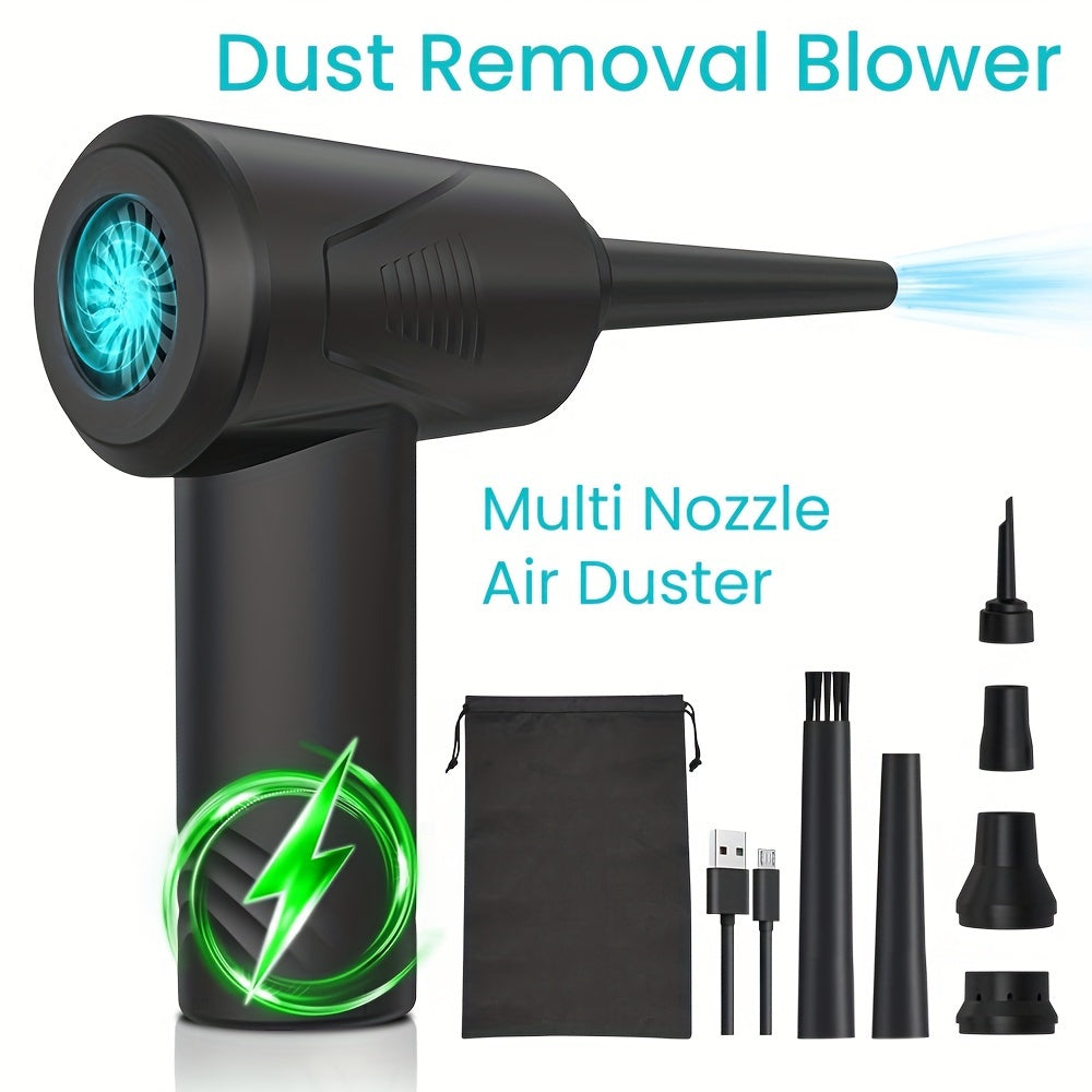 Rechargeable Cordless Air Duster and Vacuum Cleaner Multi Nozzles Black