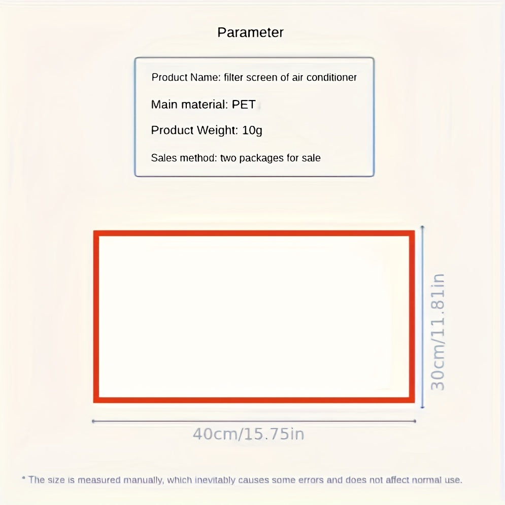 Set of 2 Dustproof Hanging Air Conditioner Filter Mats for Clean Home