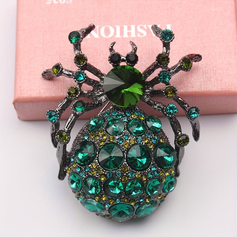 Vintage Rhinestone Spider Brooch Pin for Coats and Accessories