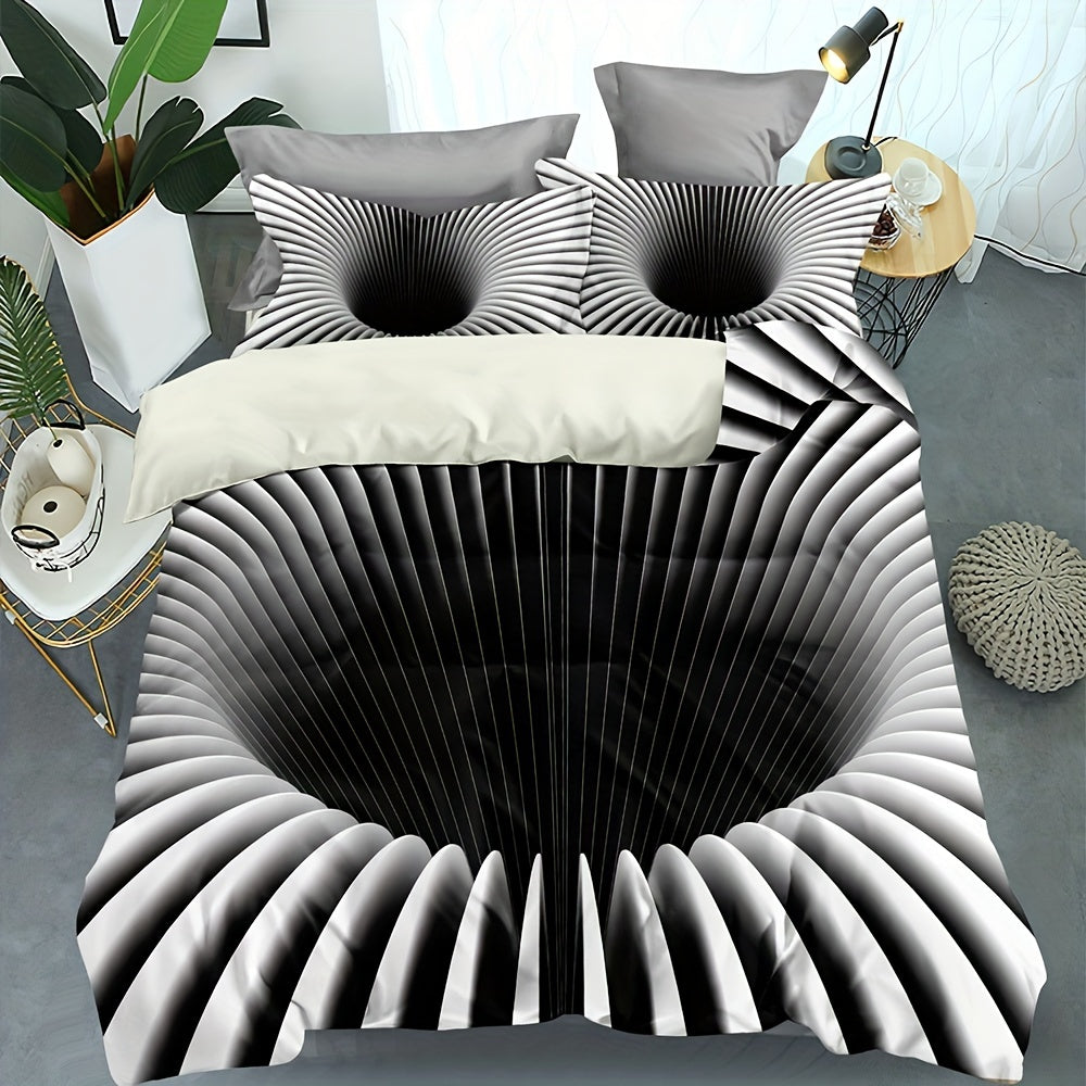 Black Hole Print Bedding Set 3-Piece Duvet Cover and Pillowcases for Bedroom or Guest Room