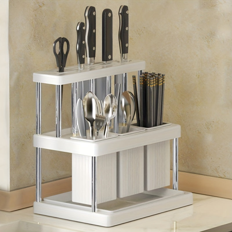 Kitchen Knife and Chopstick Holder, Wooden Shelf Rests for Kitchen Storage