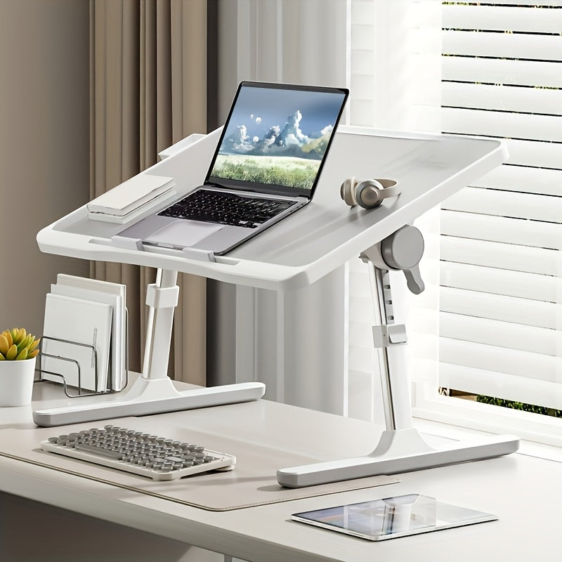 Mesita plegable ajustable con cajones para uso con portátil y comer en la cama en gris plateado