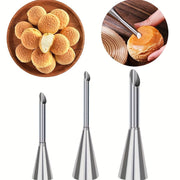 Stainless Steel Cream Puff Nozzle Set 3 Piping Tips Pastry Decorating Tools