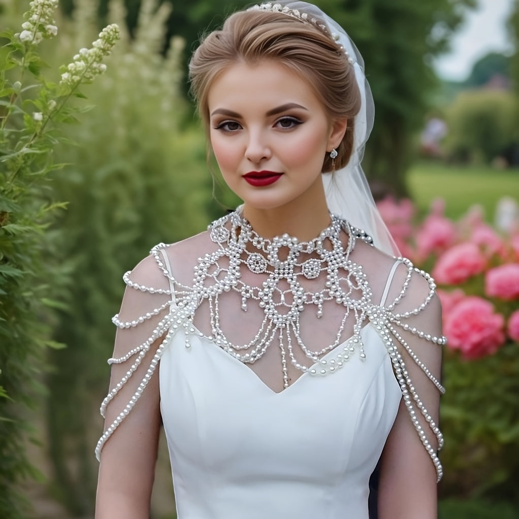 To'y va Maxsus Tadbirlar uchun Beadli Yelka Zanjiri Qizil To'y Shali va Sharf