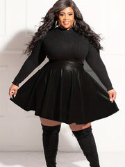 Falda midi de poliéster para mujer talla grande rosa cómoda y casual