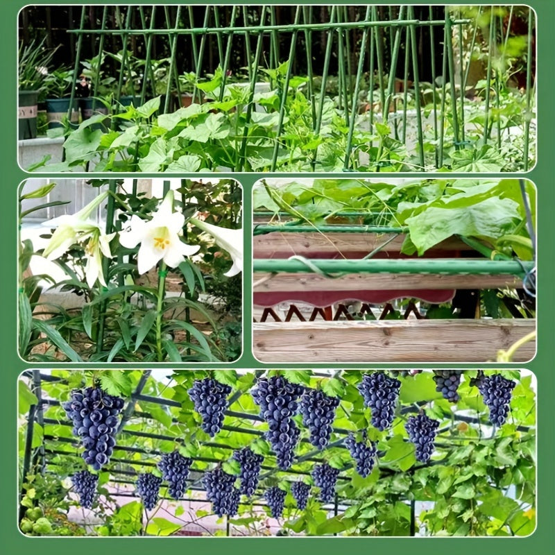 25-Piece Plastic Steel Garden Trellises Set 90cm High Support for Vegetables and Plants