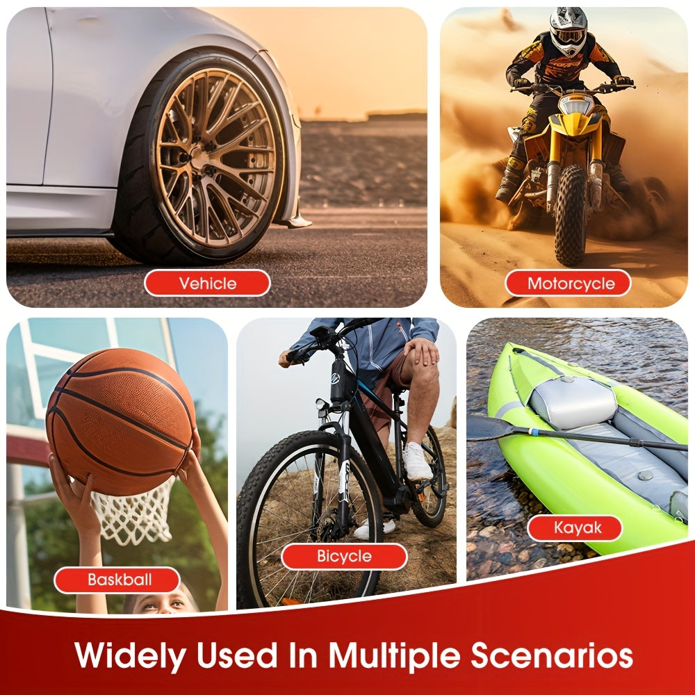 150PSI portativ avtomobil havo kompressori nasosi LED yoritgich bilan, bosimni sozlash imkoniyati bilan, avtomobil, mototsikl, velosiped uchun